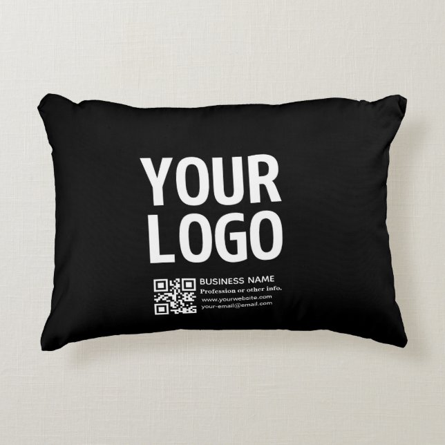 Coussins Décoratifs Votre logo avec code QR et texte modifiables  (Devant)
