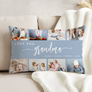 Coussins Décoratifs Vous aime grand-mère 8 Collage photo bleu poussiér
