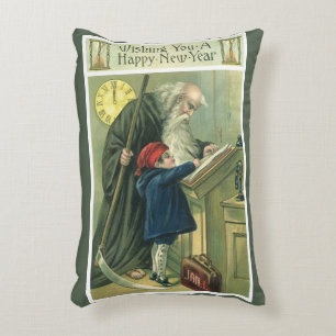 Coussins Décoratifs Vous souhaitant une Bonne Année, Père Temps Vintag