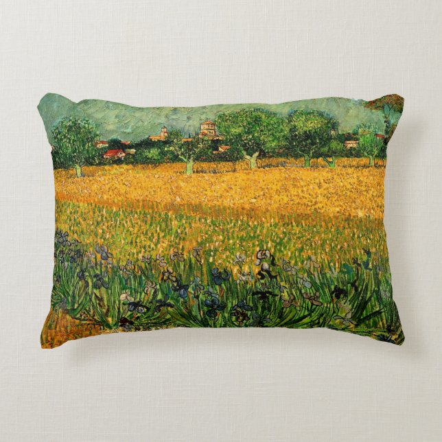 Coussins Décoratifs Vue d'Arles avec des iris par Vincent van Gogh (Devant)