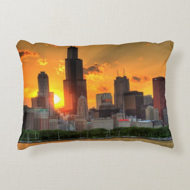 Coussins Décoratifs Vue de l'horizon de Chicago d'Adler (Devant)