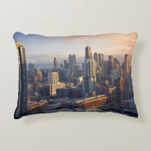 Coussins Décoratifs Vue du paysage urbain avec la lumière fantastique
