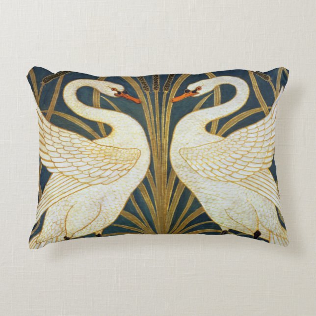 Coussins Décoratifs Walter Crane - Swan, Rush Et Iris Art Nouveau (Devant)