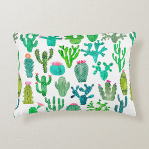 Coussins Décoratifs Watercolor cactus plant set, cacti flower illustra