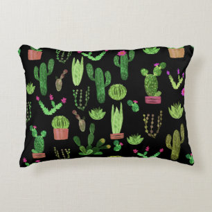 Coussins Décoratifs Watercolor Cactuses Plante Arrière - plan sans cou