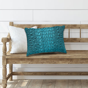 Coussins Décoratifs Western Country bleu turquoise Alligator Cuir