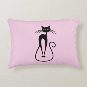 Coussins Décoratifs Whimsical Skinny Chat noir rose