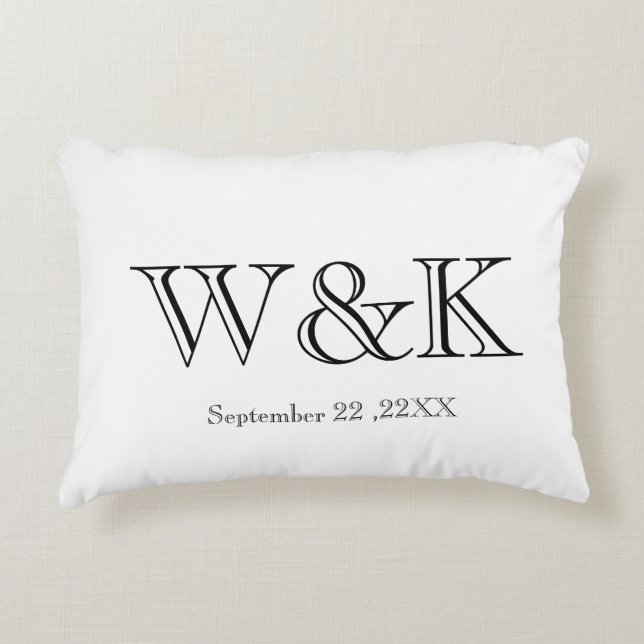 Coussins Décoratifs White & black monogram wedding keepsake  (Devant)
