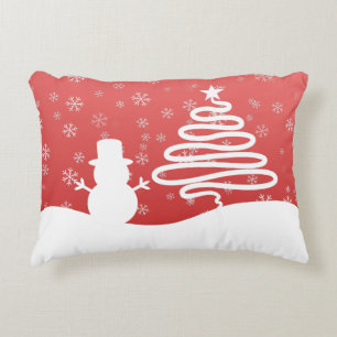Coussins Décoratifs White Christmas Winter Wonderland Snowman Tree