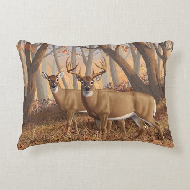 Coussins Décoratifs White Deer Buck & Doe Automne Maple Woods (Devant)