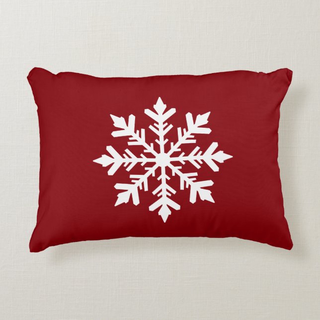 Coussins Décoratifs White Snowflake Silhouette On Red Christmas (Devant)
