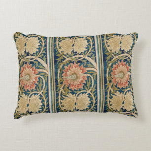 Coussins Décoratifs William Morris Fleurs Roses Soie Broderie Antique