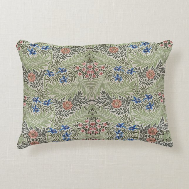 Coussins Décoratifs William Morris Larkspur Floral Vert rose bleu (Devant)