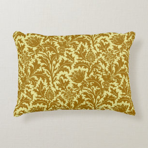 Coussins Décoratifs William Morris Thistle Damask, Or de moutarde