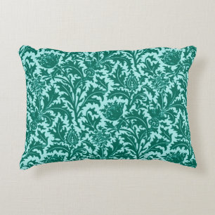 Coussins Décoratifs William Morris Thistle Damask, Turquoise et Aqua