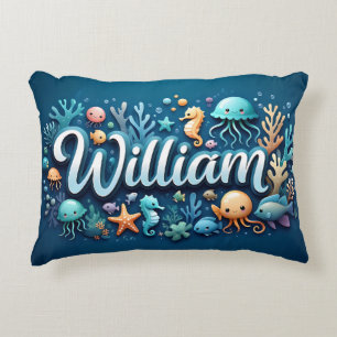 Coussins Décoratifs William Nom Océan Thème Décor Vie Mer