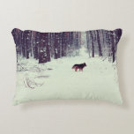 Coussins Décoratifs Winter snowy pine forest, dog walking in the fores<br><div class="desc">Winter snowy pine forest,  dog walking in the forest</div>