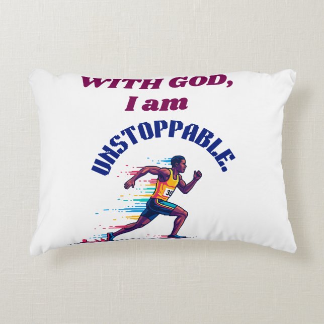 Coussins Décoratifs With God, I'm Unstoppable (Devant)