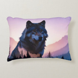 Coussins Décoratifs Wolf Double exposition Animal Nature sauvage Sauva