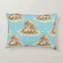 Woodland Robin & Mushroom Watercolor Pattern