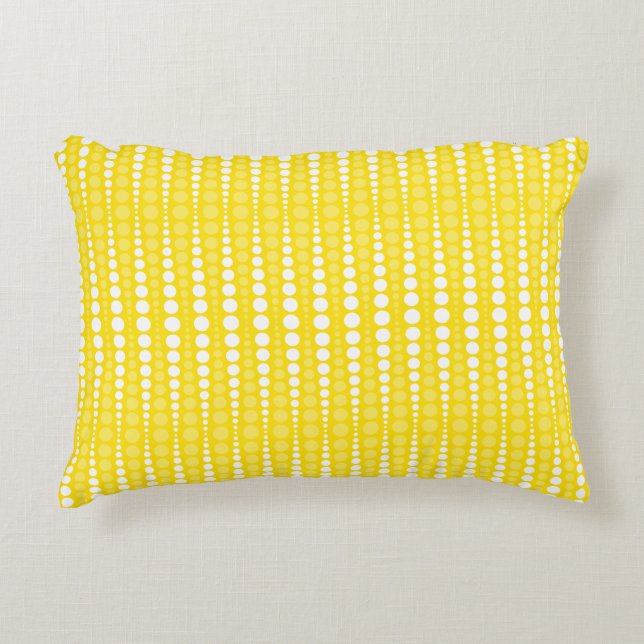 Coussins Décoratifs Yellow and White Polka Dot Accent Pillow (Devant)