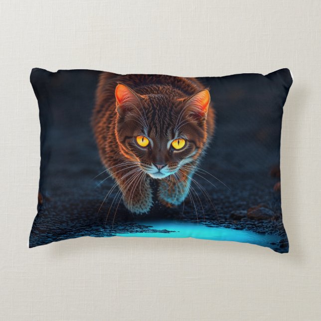 Coussins Décoratifs Yeux Brûlants Chat Esthétique Illustration Faune (Dos)