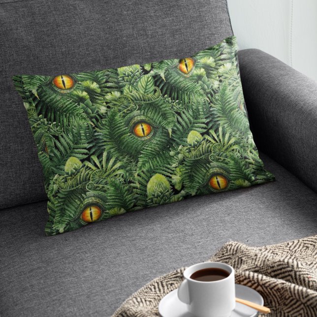 Coussins Décoratifs Yeux de dinosaure Plantes vertes Art de créature a (Créateur téléchargé)
