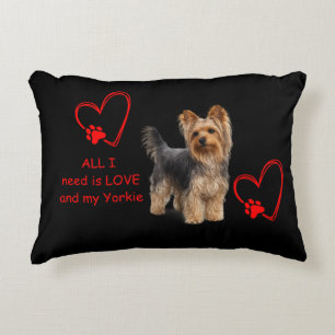Coussins Décoratifs Yorkie Élégant Décoration de Chien Photoréaliste