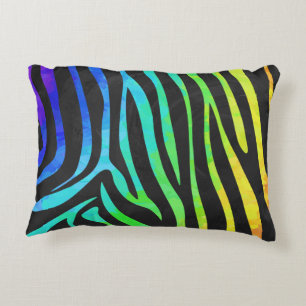 Coussins Décoratifs Zebra Black et Rainbow Print