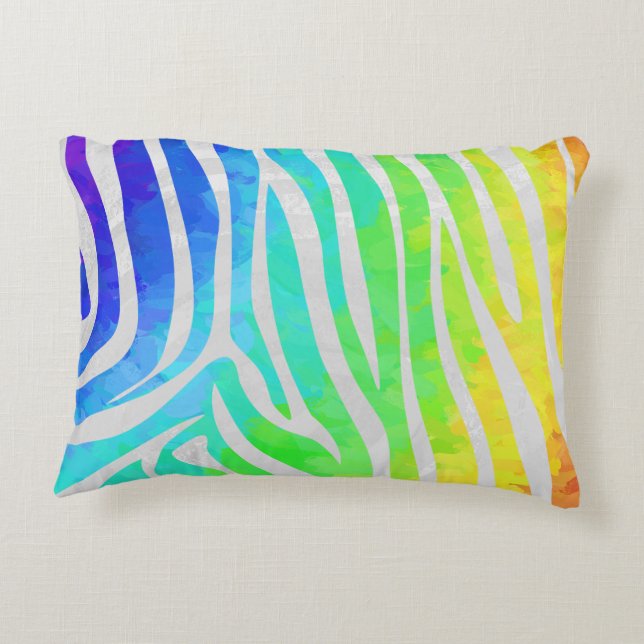 Coussins Décoratifs Zebra Rainbow et White Print (Dos)