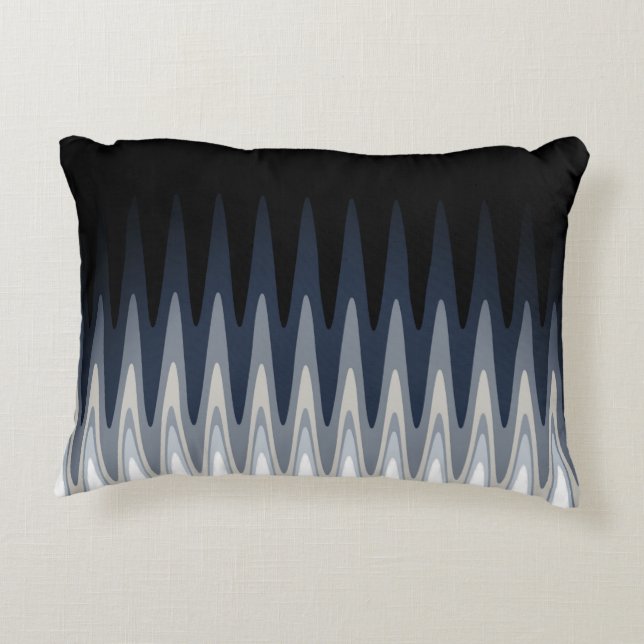 Coussins Décoratifs Zig Zag noir blanc gris marine bleu beige Motif (Dos)