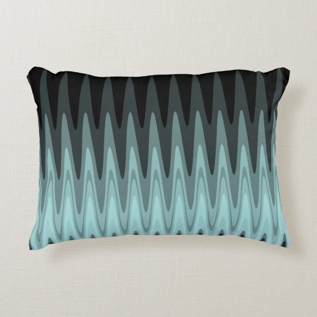 Coussins Décoratifs Zig Zag Turquoise noir Motif gris (Devant)
