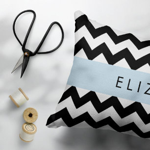 Coussins Décoratifs Zigzag noir et blanc, Motif Chevron, Votre nom