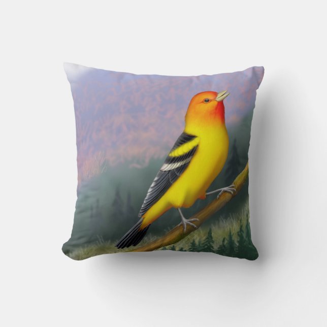 Coussins d'oiseau de Tanager occidental de chant (Recto)