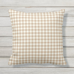 Coussins extérieurs de motif Brown de guingan