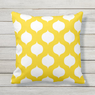 Coussins extérieurs de motif marocain jaune de