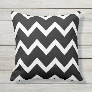Coussins extérieurs de zigzag de motif noir de