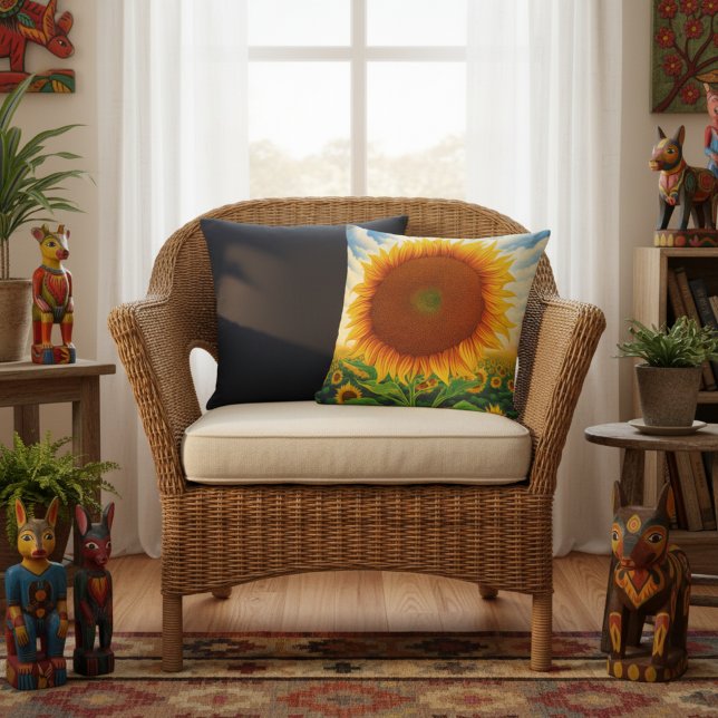 Coussins Extérieurs Tournesol - Impression d'Art F (Large sunflower throw pillow.)