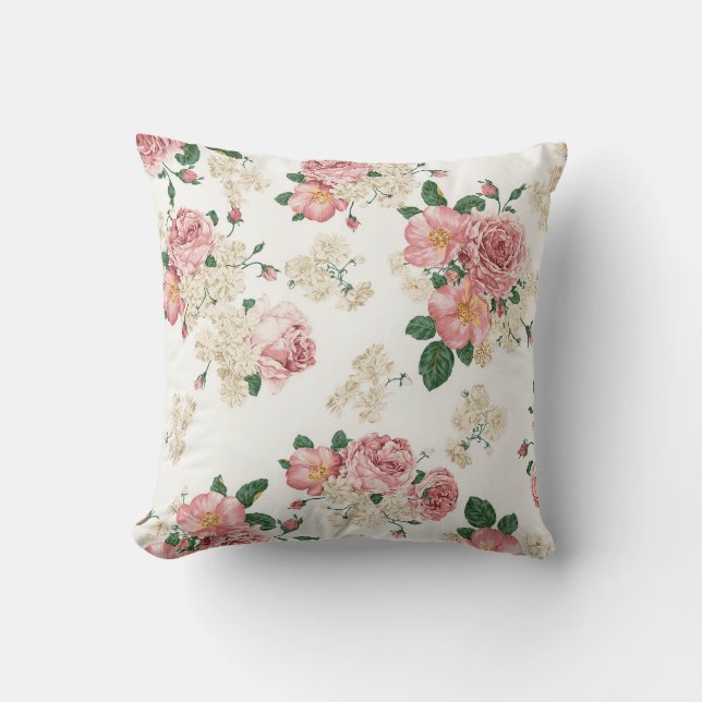 Coussins Floral Designer rose - Cadeaux Customisés (Recto)