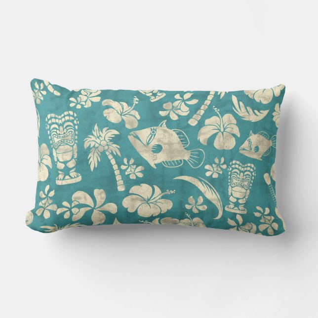 Coussins hawaïens de Lumbar de batik de plage de (Recto)