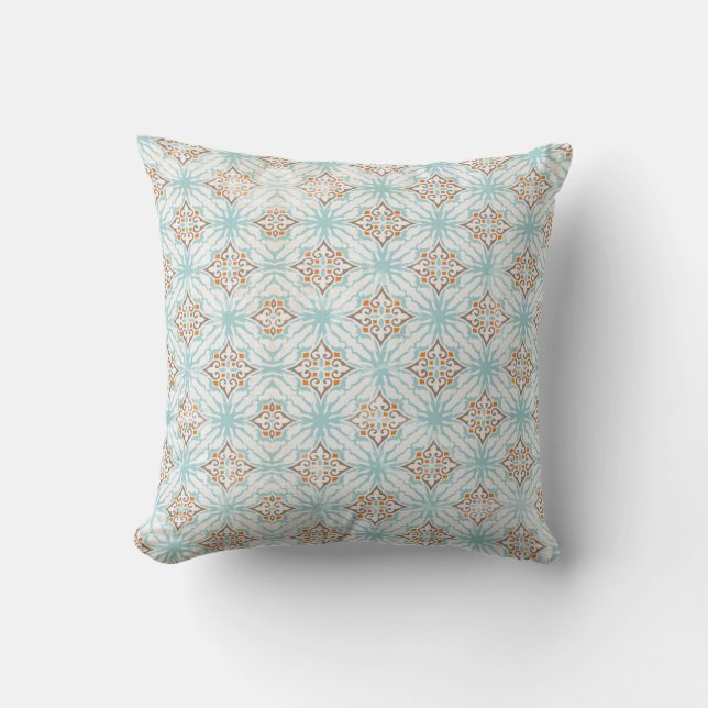 Coussins jetables à motif bleu crème orange (Recto)