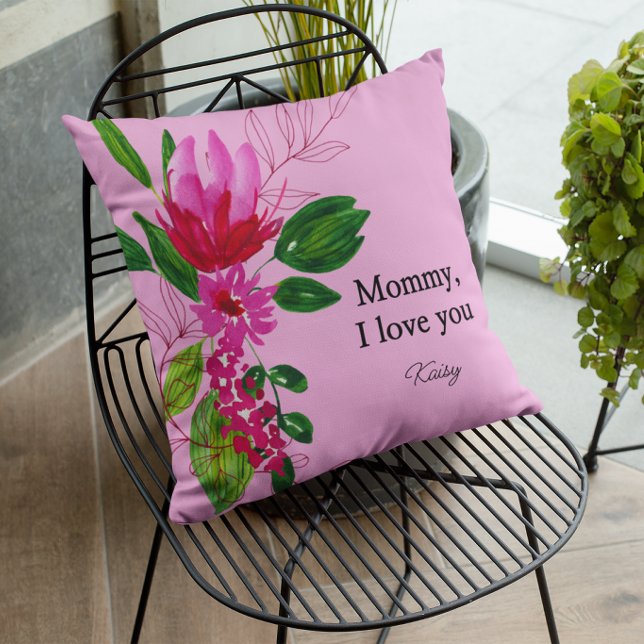 Coussins jetables Cadeau de mère florale rose (Créateur téléchargé)