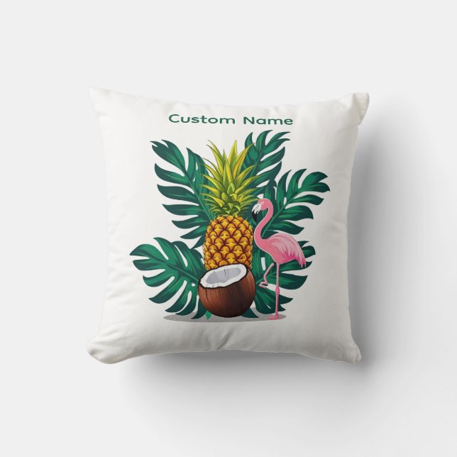 Coussins jetables Flamingo Tropical Moderne (Recto)