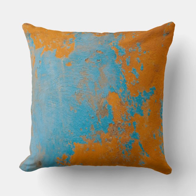 Coussins jetables - Jaune moutarde bleu mural rust (Recto)