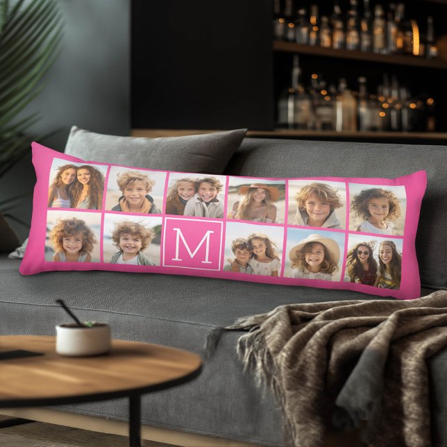 Coussins Longs 11 Collage de photos - Grille minimale avec texte (Custom Body Pillow)