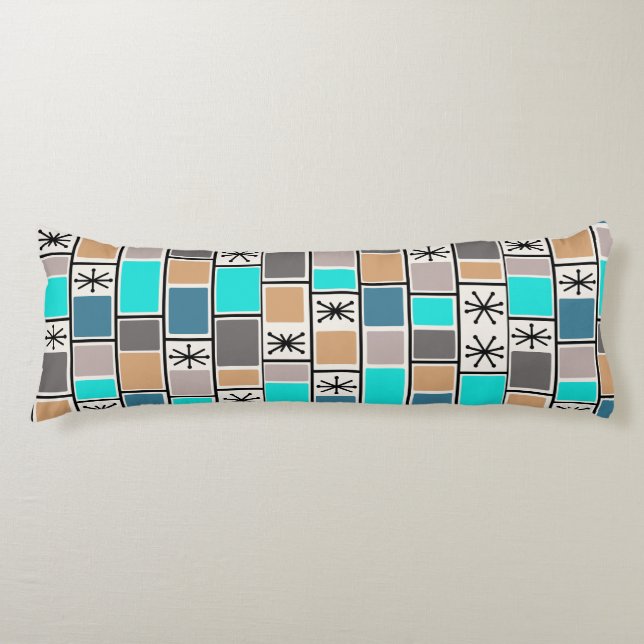 Coussins Longs 1950 L'Âge Atomique Rectangle Starbursts (Devant)