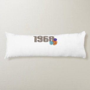 Coussins Longs 1968 Hippie Panneau de Paix Fleur Orange Aqua Purp