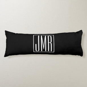 Coussins Longs 3 Initiales Monogramme Noir & Blanc (ou couleur