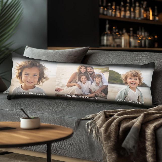 Coussins Longs 3 Modèle photo Moderne Texte Minimal Sur Photo (Body Pillow with Photo Collage)