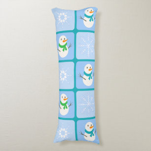 Coussins Longs À damiers hiver bonhomme de neige motif et flocons